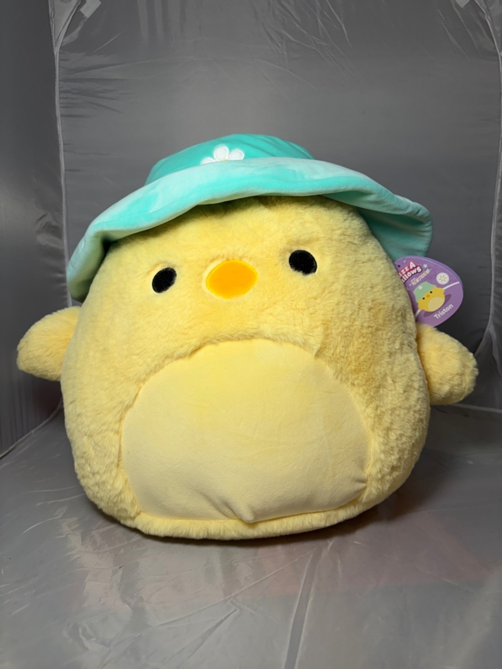 NWT‎ Squishmallows FuzzAmallows 16” Inch Triston the Chick with Bucket Hat Rare